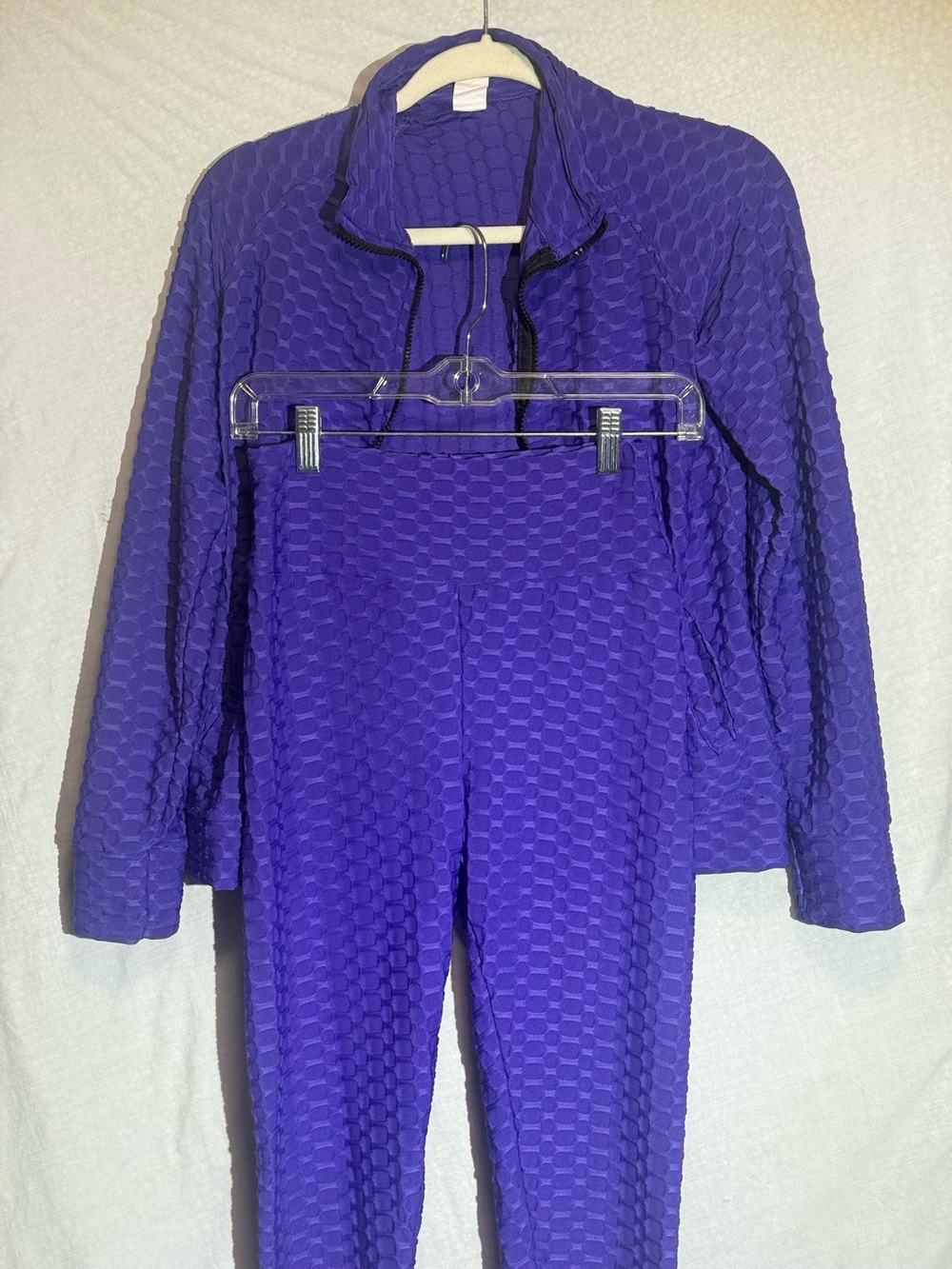 Two-Piece Honeycomb Textured Purple Workout/Activewear Set